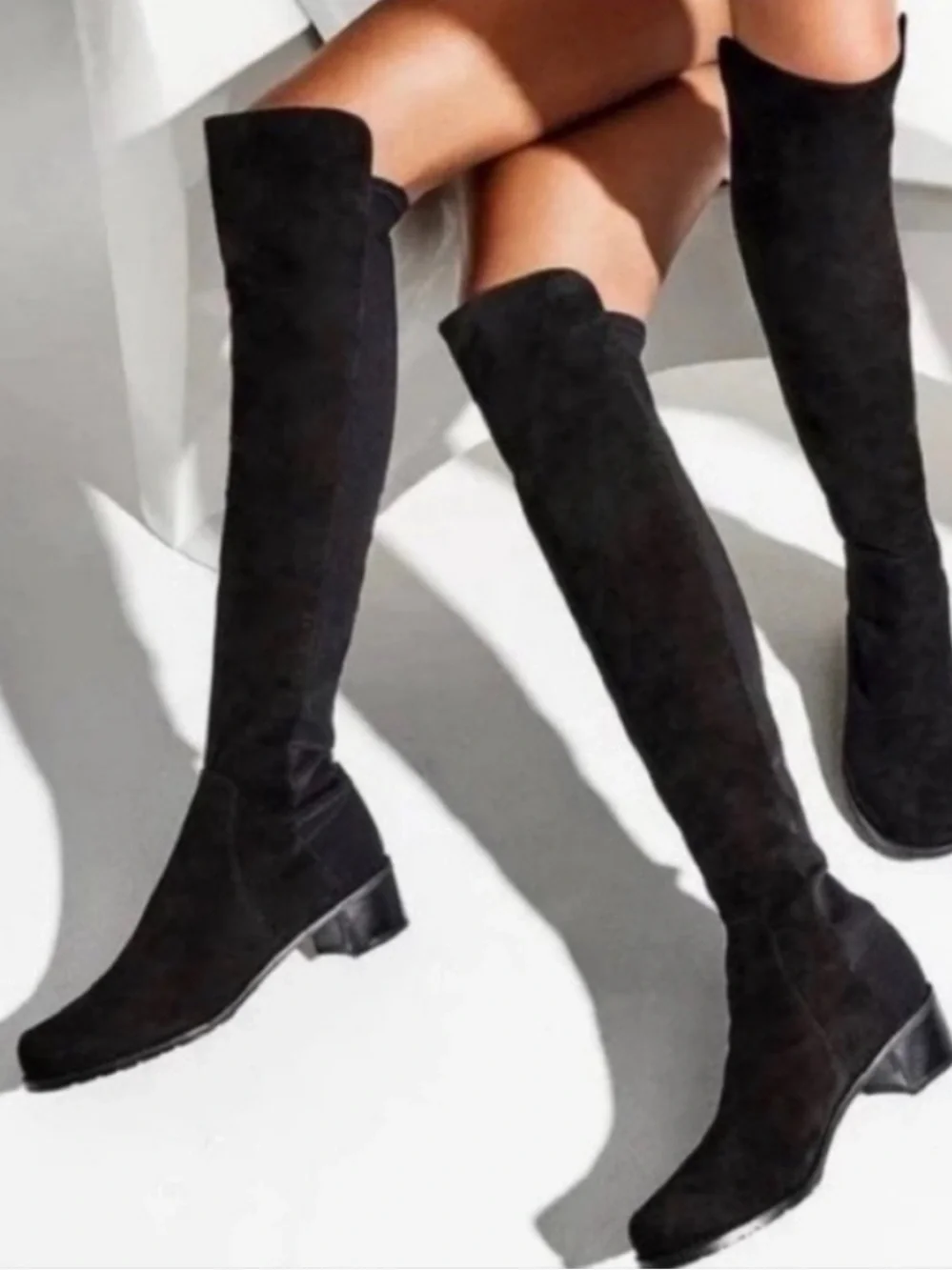 Stuart Weitzman 5050 Black Suede Over-the-Knee OTK Boots Size 6